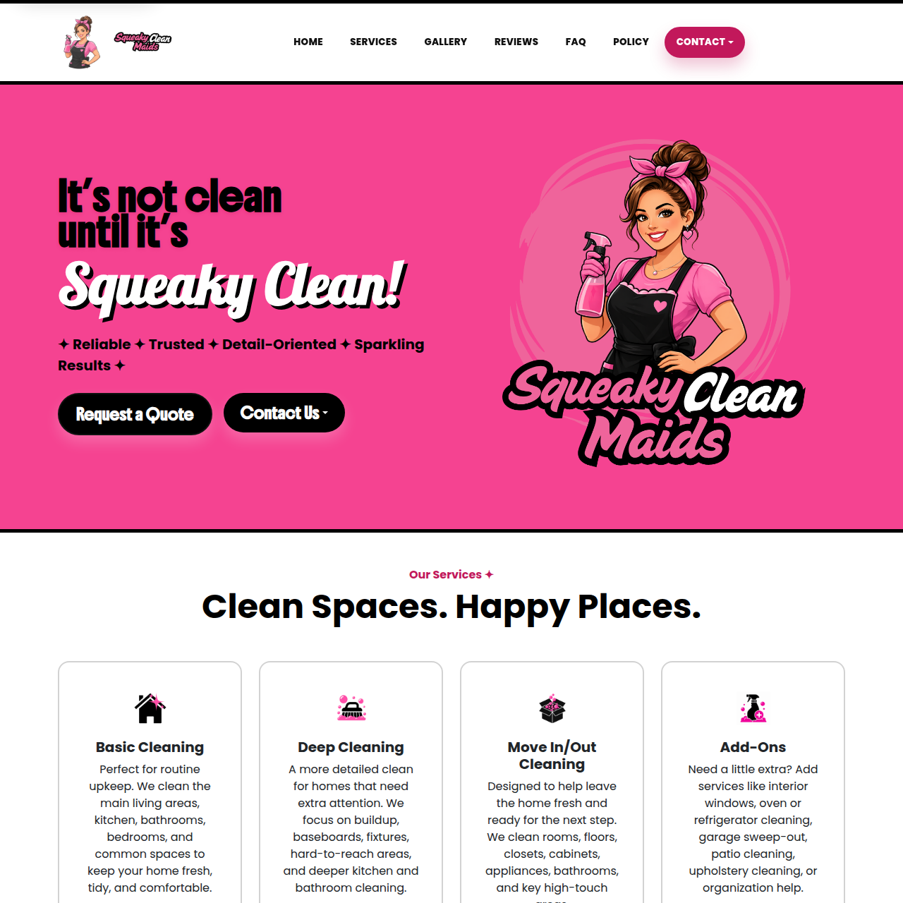 Squeaky Clean Maids Website