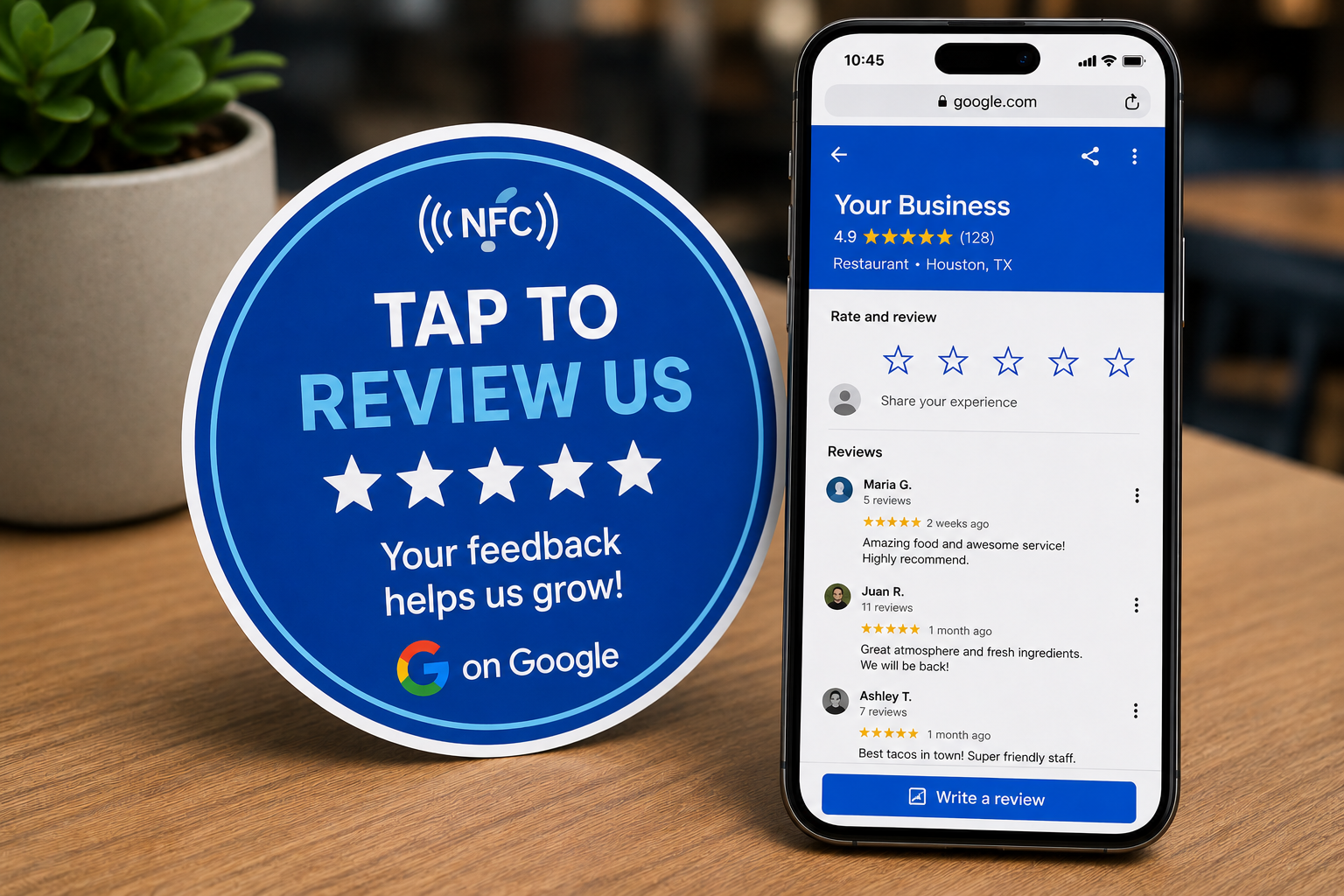 NFC review sticker sample