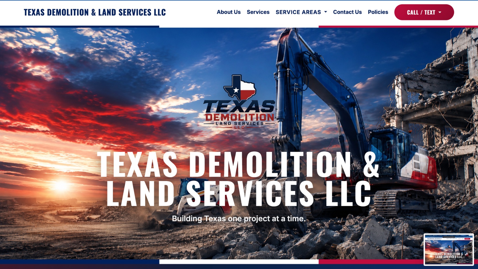 Texas Demolition & Land Services website